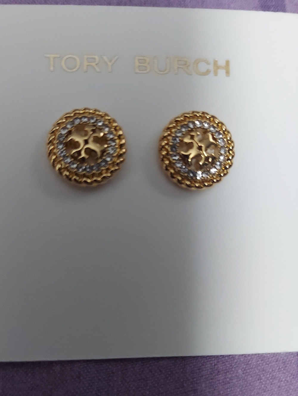 Tory Burch Rope Crystals Stud Earrings New